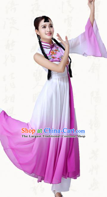 Chinese Traditional Classical Dance Purple Dress Umbrella Dance Group Dance Costumes for Women