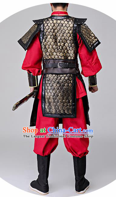 Traditional Chinese Han Dynasty Drama Costumes Ancient Warrior Helmet and Body Armour for Men