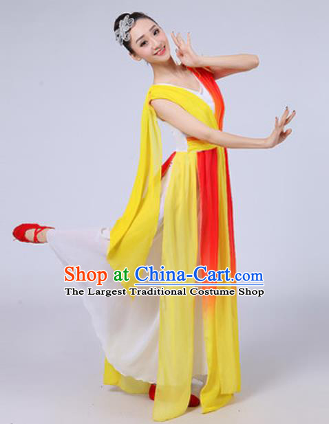 Top Grade Chorus Compere Costume Classical Dance Group Dance Yellow Dress for Women
