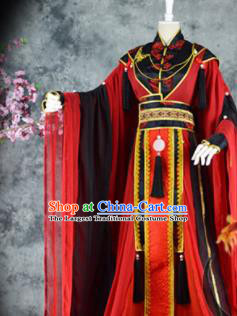 Traditional Chinese Cosplay Royal Highness Red Costumes Ancient Swordsman Hanfu Clothing for Men