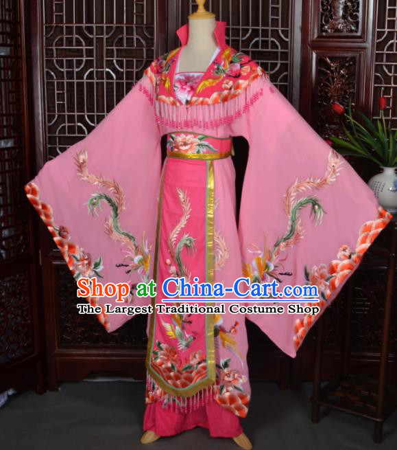 Traditional Chinese Beijing Opera Diva Costumes Ancient Empress Embroidered Pink Dress for Adults