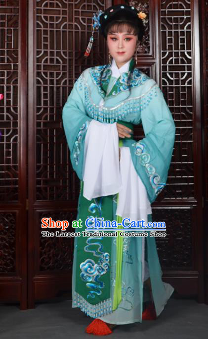 Traditional Chinese Beijing Opera Diva Costumes Ancient Imperial Consort Embroidered Green Dress for Adults