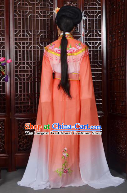 Traditional Chinese Beijing Opera Actress Costumes Ancient Princess Embroidered Orange Dress for Adults