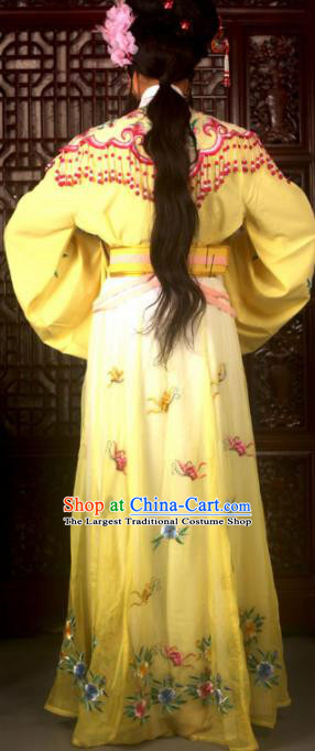 Traditional Chinese Peking Opera Actress Costumes Ancient Peri Princess Yellow Dress for Adults