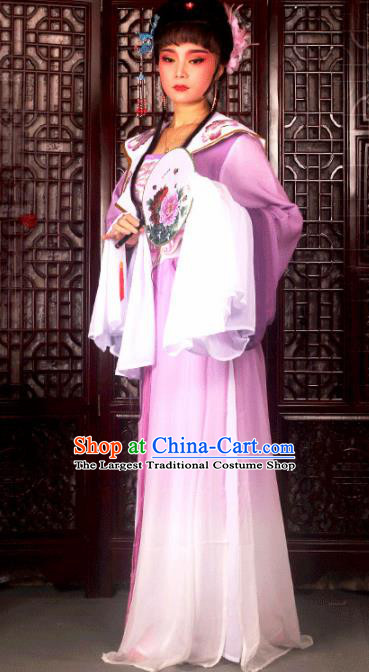 Traditional Chinese Peking Opera Princess Embroidered Costumes Ancient Peri Purple Dress for Adults
