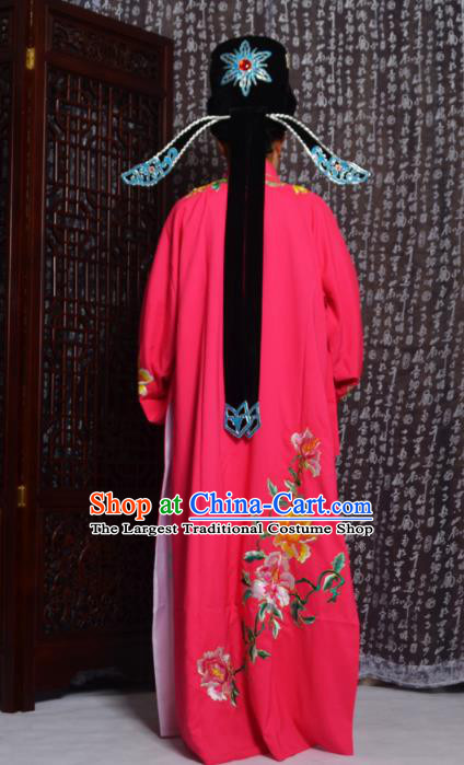 Professional Chinese Peking Opera Niche Costumes Embroidered Peony Rosy Robe for Adults