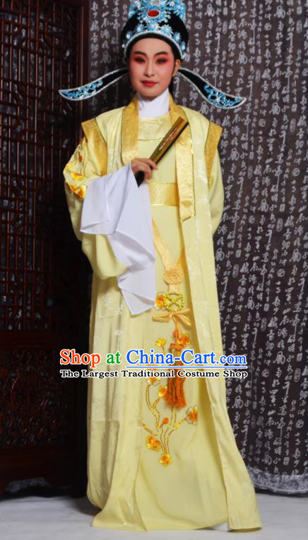 Professional Chinese Peking Opera Niche Costumes Embroidered Yellow Clothing for Adults
