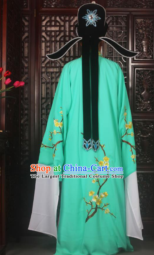 Top Grade Chinese Beijing Opera Costumes Peking Opera Niche Embroidered Green Robe for Adults