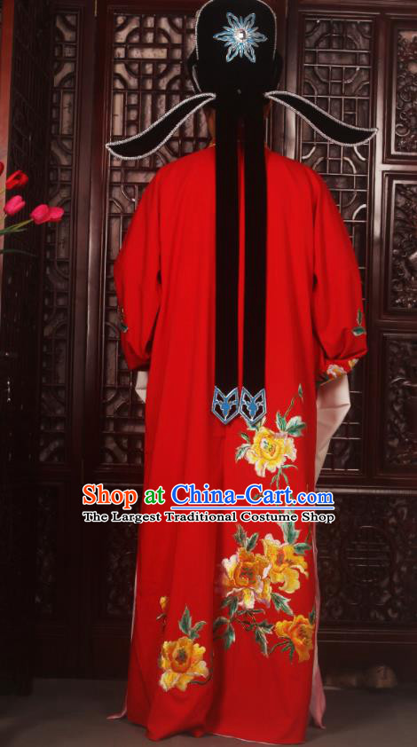 Top Grade Chinese Beijing Opera Scholar Costumes Peking Opera Niche Embroidered Red Clothing for Adults