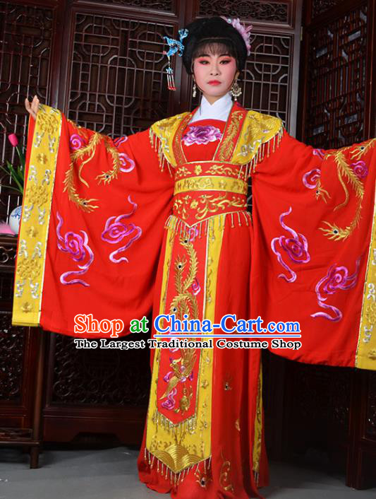 Traditional Chinese Peking Opera Empress Embroidered Costumes Ancient Queen Red Dress for Adults