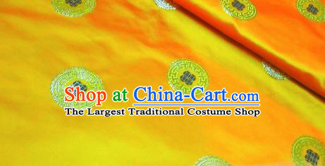 Traditional Chinese Royal Coins Pattern Golden Brocade Tang Suit Fabric Silk Fabric Asian Material
