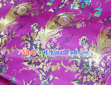 Traditional Chinese Royal Phoenix Flower Pattern Purple Brocade Tang Suit Fabric Silk Fabric Asian Material