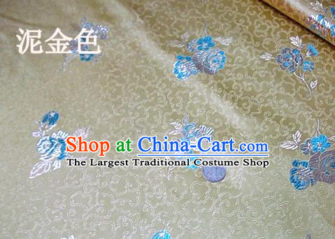 Traditional Chinese Royal Tulipa Pattern Light Golden Brocade Tang Suit Fabric Silk Fabric Asian Material