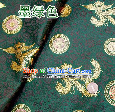 Traditional Chinese Green Brocade Tang Suit Royal Phoenix Pattern Fabric Silk Fabric Asian Material