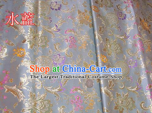 Traditional Chinese Light Blue Brocade Tang Suit Palace Fabric Silk Fabric Asian Material