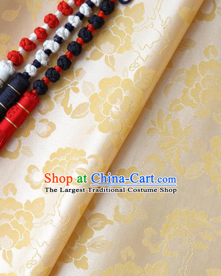 Asian Traditional Classical Pattern Golden Brocade Cloth Drapery Korean Hanbok Palace Satin Silk Fabric