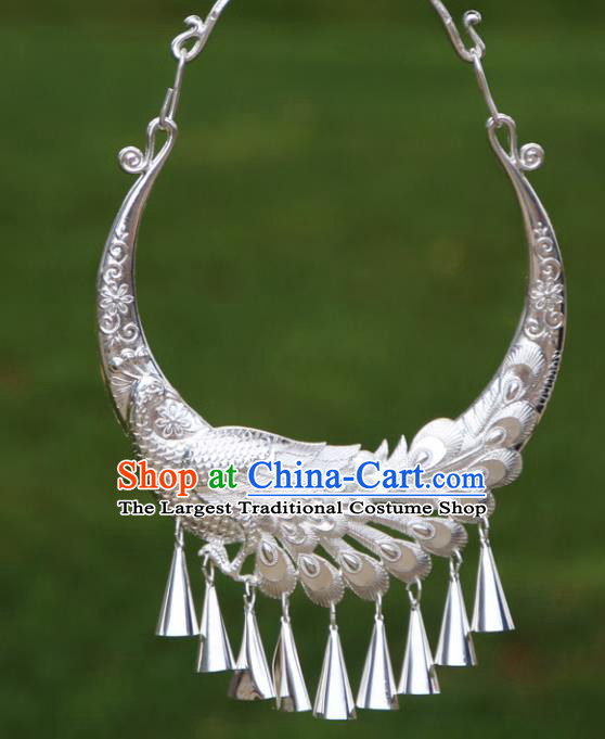 Chinese Traditional Minority Carving Phoenix Necklace Ethnic Folk Dance Accessories for Women