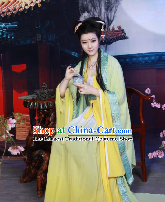 Chinese Tang Dynasty Imperial Consort Embroidered Hanfu Dress Ancient Peri Historical Costumes for Women