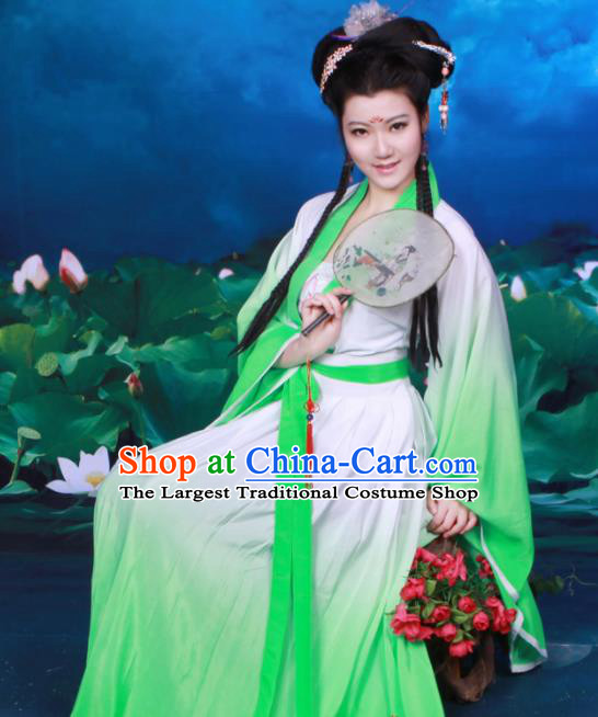 Chinese Ancient Peri Green Hanfu Dress Tang Dynasty Nobility Lady Historical Costumes for Women