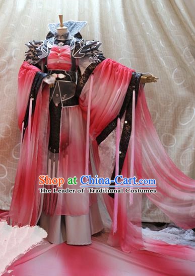 China Ancient Cosplay Empress Clothing Traditional Tang Dynasty Palace Queen Red Dress for Women