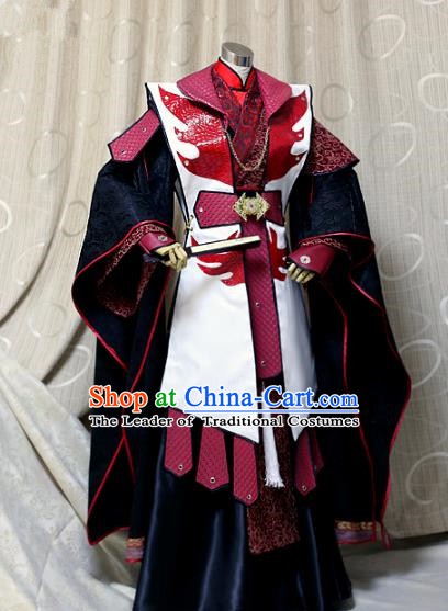 Ancient China Cosplay General Costumes Swordsman Embroidered Clothing for Men