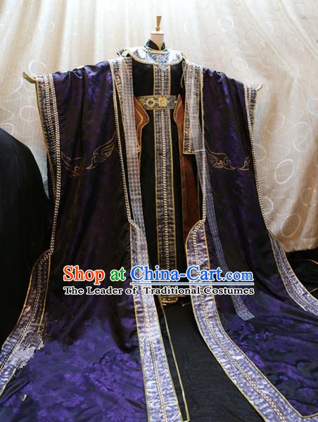 Ancient China Cosplay Royal Emperor Costumes Swordsman Knight Embroidered Clothing for Men