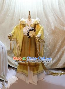 China Ancient Cosplay Swordswoman Clothing Traditional Palace Lady Yellow Dress Clothing for Women