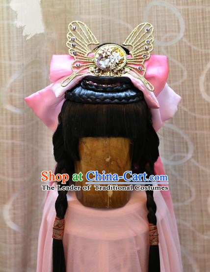 China Ancient Song Dynasty Cosplay Young Lady Wig and Hair Accessories