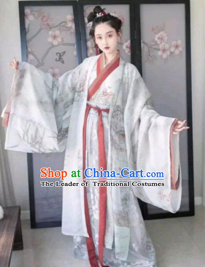 Ancient Traditional China Han Dynasty Palace Lady Embroidered Costume Complete Set for Women
