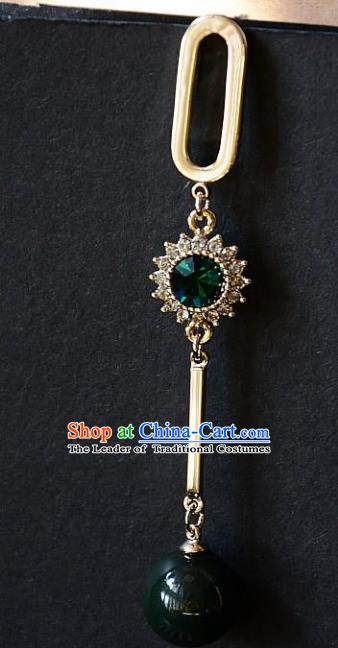 European Western Bride Vintage Jewelry Accessories Green Crystal Eardrop Renaissance Gothic Earrings for Women