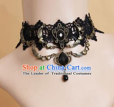 European Western Vintage Jewelry Accessories Renaissance Bride Black Lace Gothic Necklace for Women