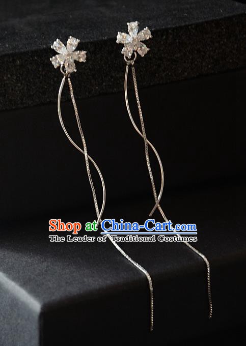 European Western Bride Vintage Accessories Eardrop Renaissance Crystal Flower Tassel Earrings for Women