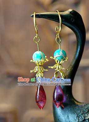 Asian Chinese Traditional Handmade Jewelry Accessories Eardrop Colored Glaze Earrings for Women