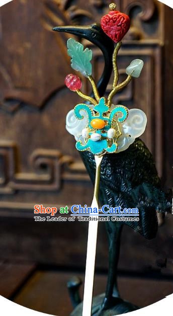 Chinese Handmade Classical Hair Accessories Jade Hair Clip Ancient Hanfu Hairpins for Women