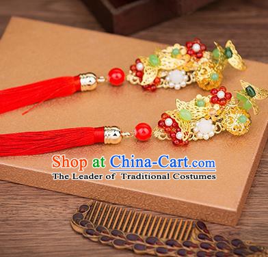 Handmade Chinese Ancient Palace Lady Hair Accessories Hanfu Tassel Hair Stick Hairpins for Women