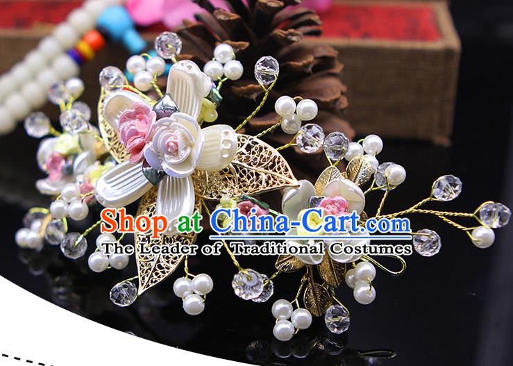Handmade Chinese Ancient Palace Lady Hair Accessories Hanfu Hairpins Flowers Hair Stick for Women