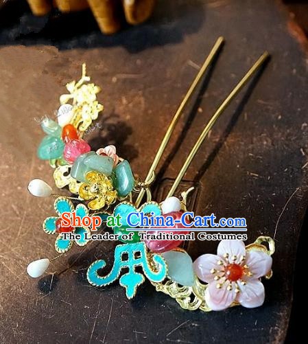 Chinese Handmade Classical Hair Accessories Ancient Hanfu Hairpins Jade Flower Hair Clip for Women