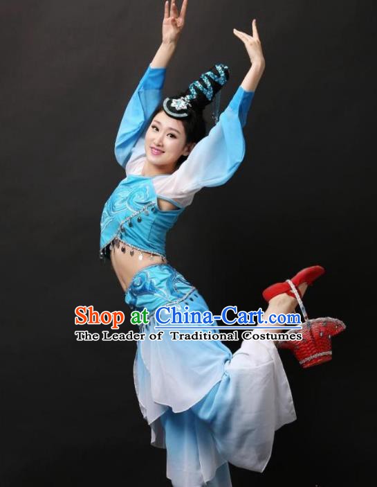 Traditional Chinese Yangge Fan Dancing Costume Classical Dance Modern Dance Dress Clothing Headwear