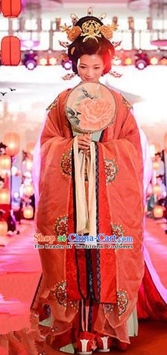 Traditional Chinese Zhou Dynasty Imperial Empress Wedding Embroidered Trailing Costume Complete Set for Women