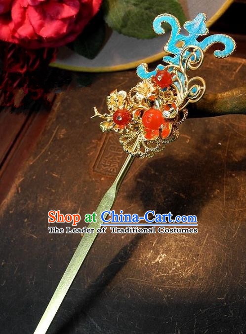 Chinese Handmade Classical Golden Hairpins Ancient Hanfu Wedding Hair Accessories for Women
