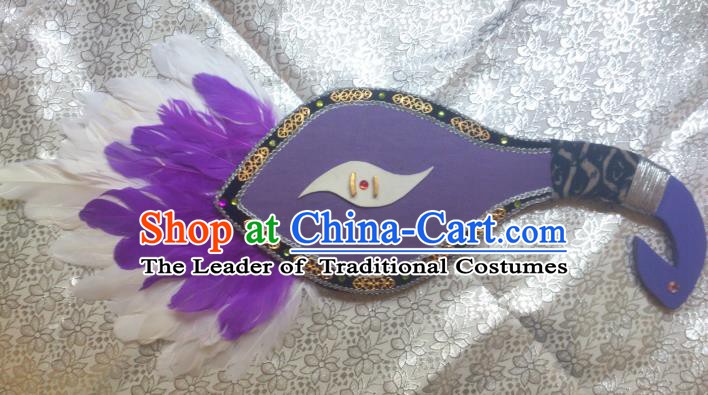 Traditional China Ancient Cosplay Palace Lady Feather Fans for Women
