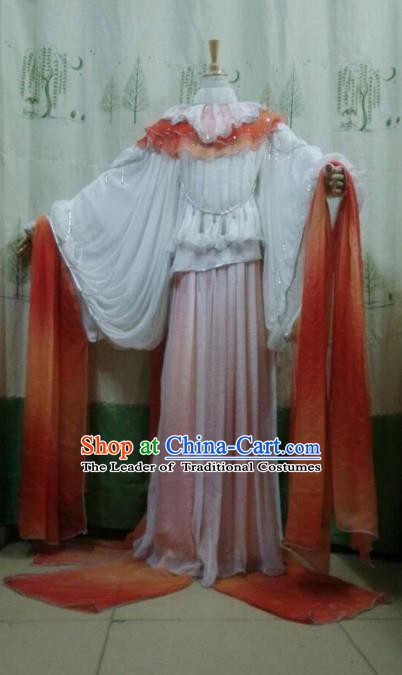 Traditional China Ancient Cosplay Princess Costume Palace Lady White Dress for Women
