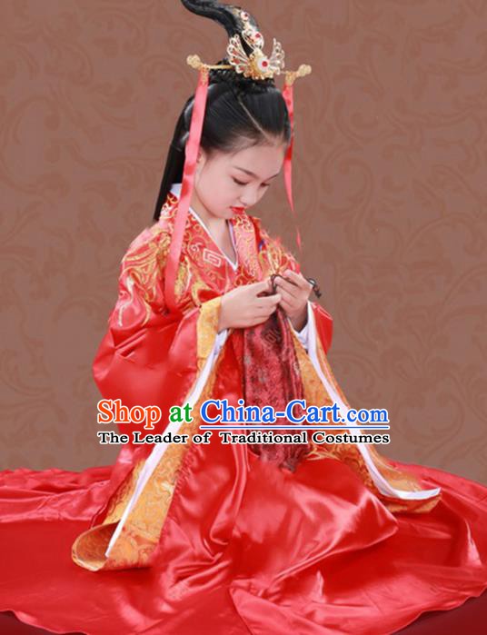 Traditional Chinese Han Dynasty Imperial Empress Clothing, China Ancient Princess Wedding Costume for Kids