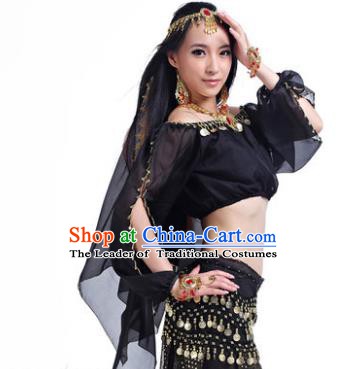 Asian Indian Belly Dance Hair Accessories Frontlet and Black Veil for Women