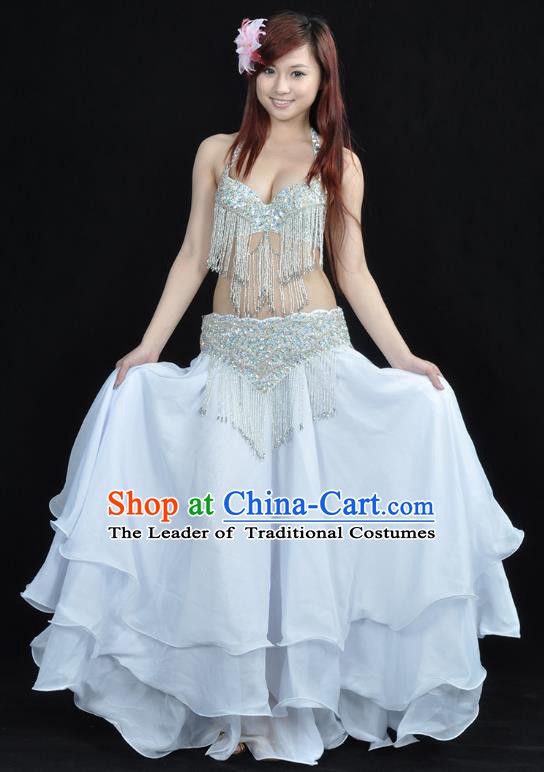 Indian Belly Dance White Dress India Raks Sharki Dress Oriental Dance Costume for Women