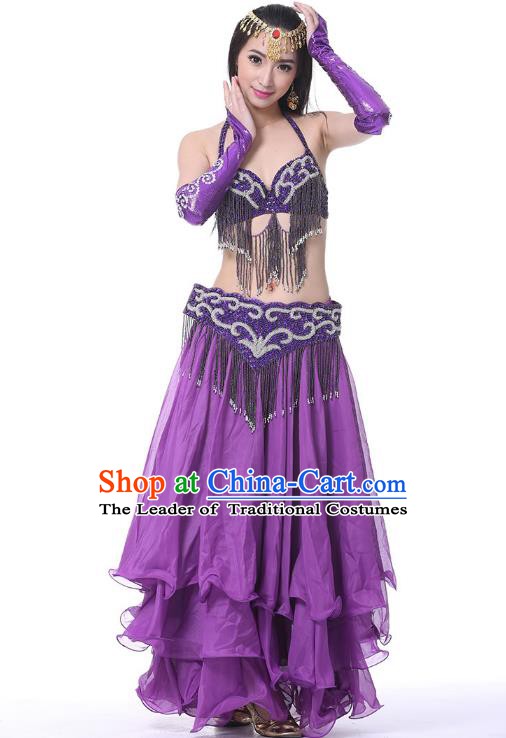 Indian Belly Dance Purple Costume India Raks Sharki Dress Oriental Dance Clothing for Women