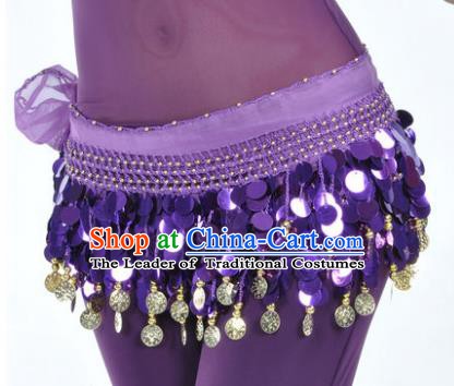 Indian Traditional Belly Dance Purple Tassel Belts Waistband India Raks Sharki Waist Accessories for Women