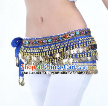 Asian Indian Traditional Belly Dance Royalblue Belts Waistband India Raks Sharki Waist Accessories for Women