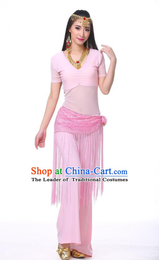 Indian Traditional Belly Dance Pink Costume India Oriental Dance Clothing For Women
