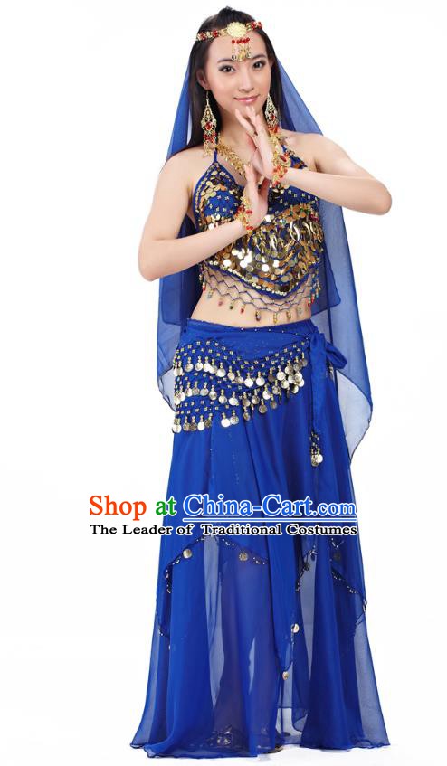 Top Indian Belly Dance Costume Oriental Dance Royalblue Dress, India Raks Sharki Clothing for Women
